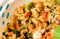 Arroz vegano tipo con pollo