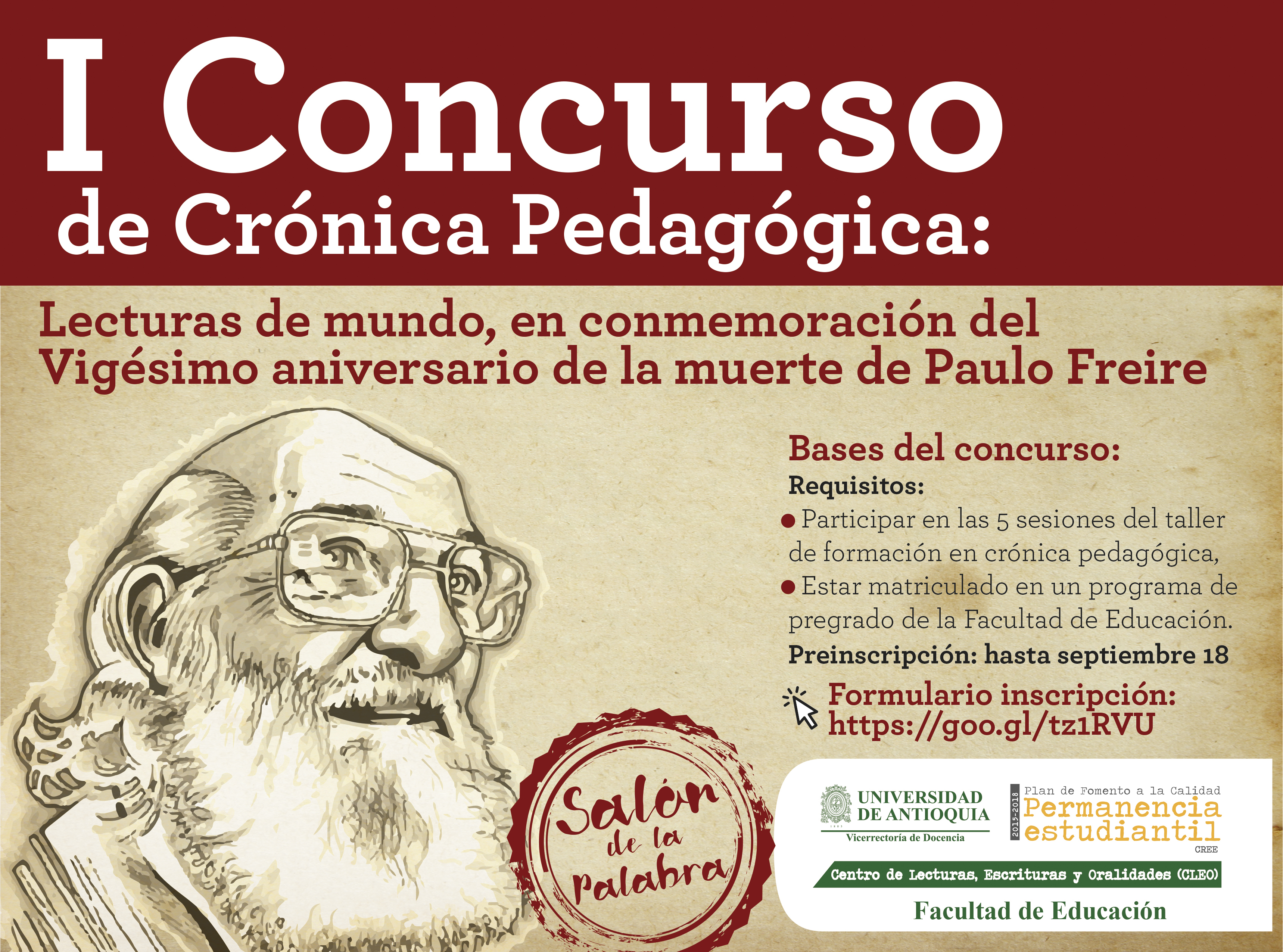 e-card de invitación con imagen Paulo Freire.