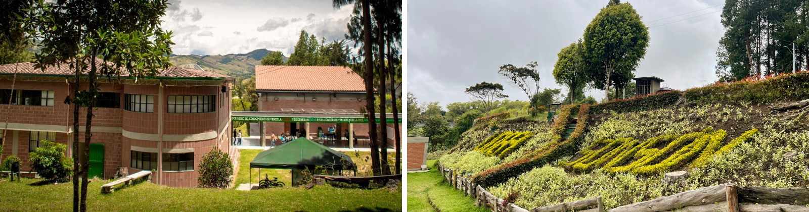 Banner con dos imágenes panorámicas del campus Sonsón